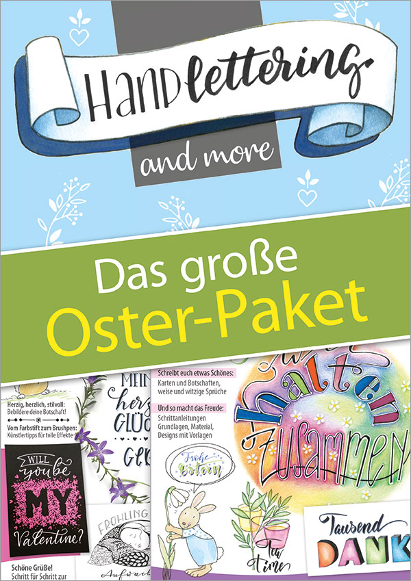 Die Abbildung zeigt das große Osterpaket von Handlettering and more