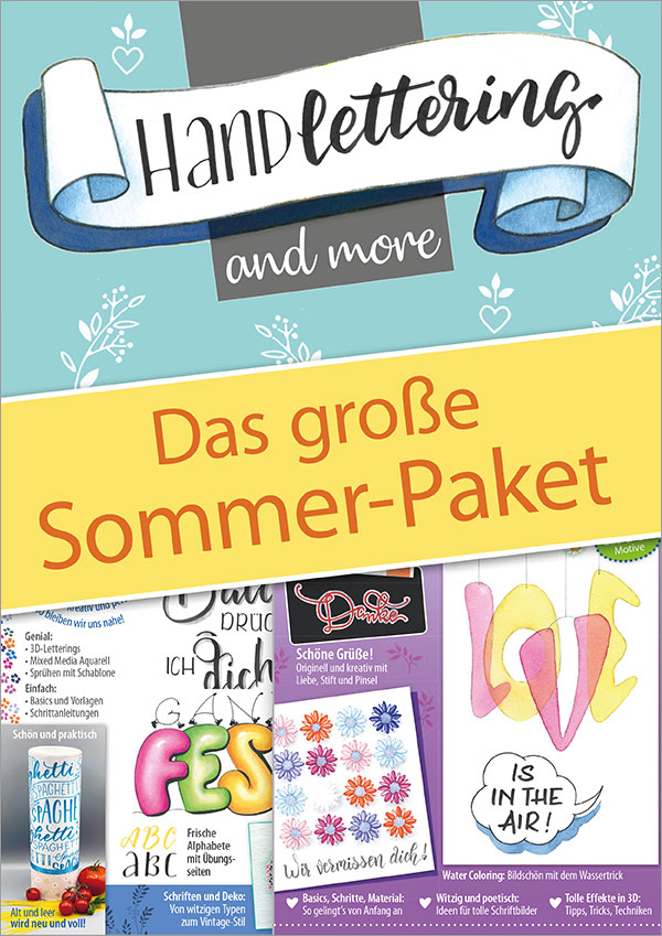 Die Abbildung zeigt das Titelblatt des Sommerpakets von Handlettering and more.